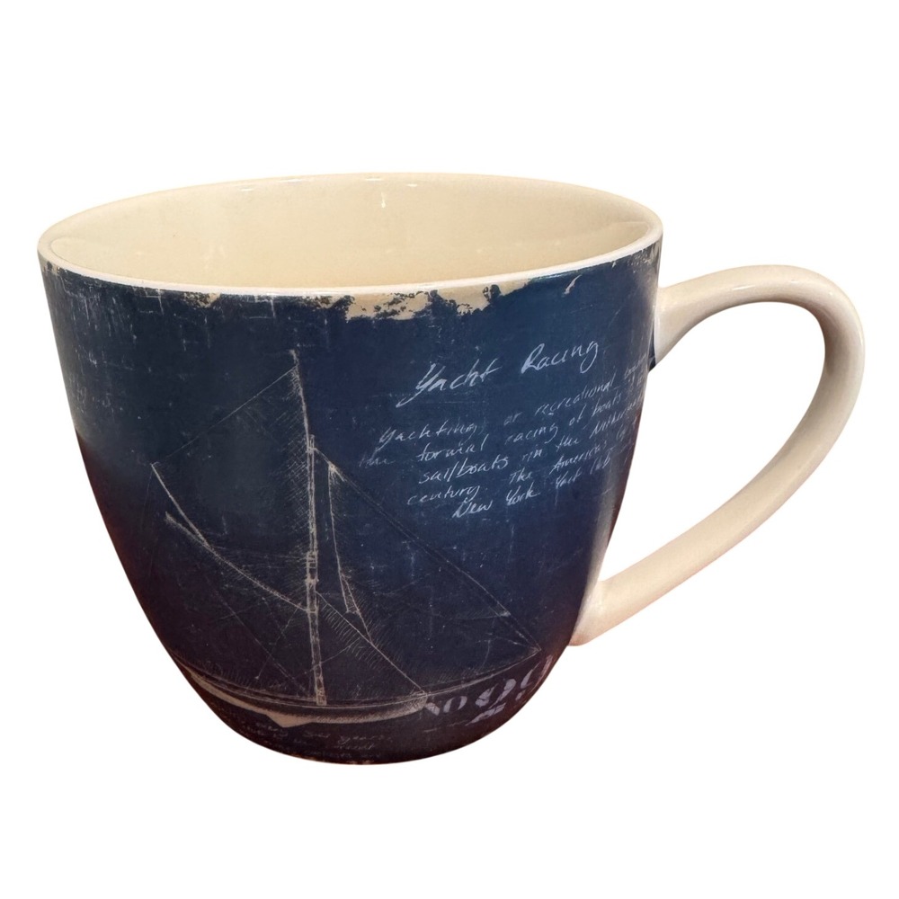 Pimpernel Portmeirion Yacht Racing Mug Navy Blue Nautical Sailboat Coffee Cup